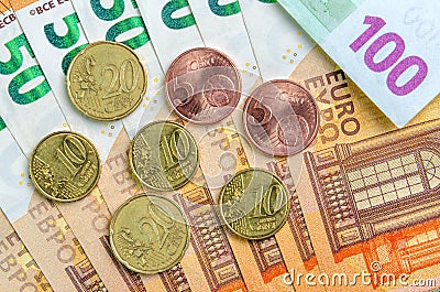 Money. salary. credit. income concept. cash. 50 euros. 100 euro Stock Photo